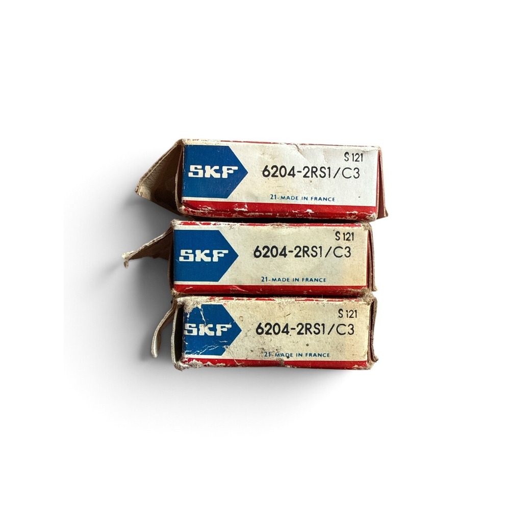SKF 6204-2RS1/C3 Ball Bearings Set of 3 New Old Stock Made in France